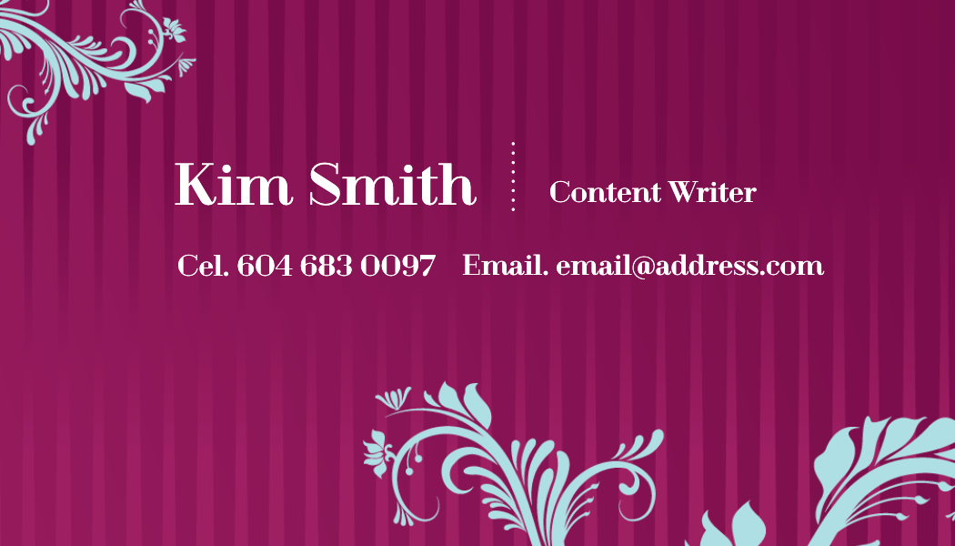 Maroon Flourish Content Writer Business Card business card template