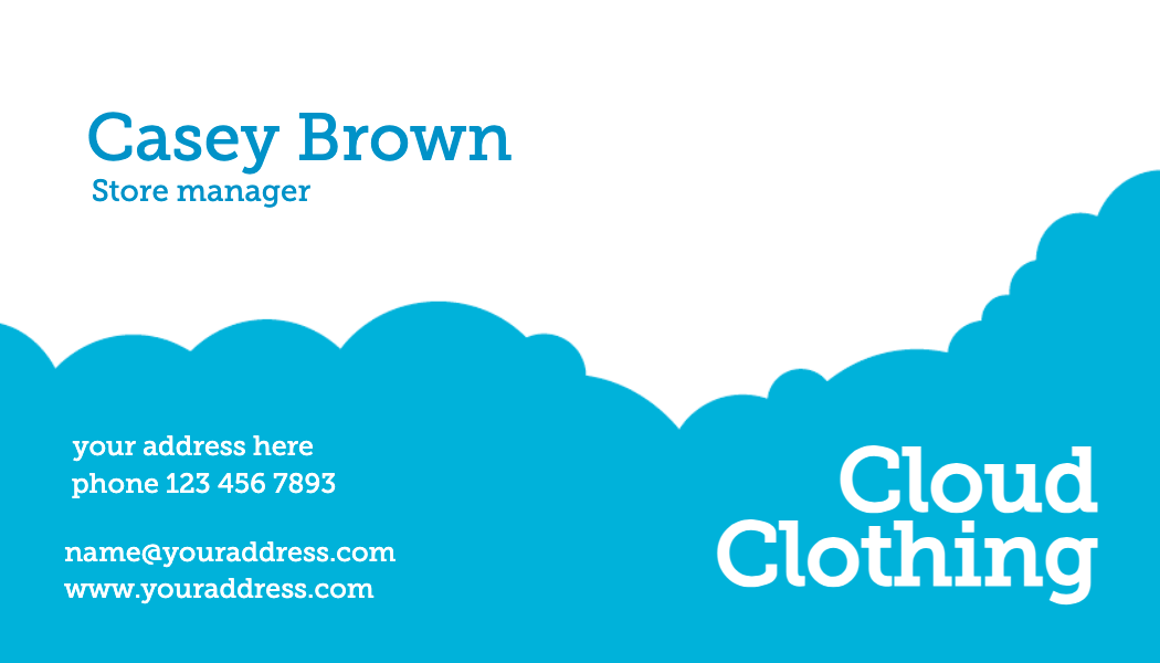 Sky Blue Cloud Clothing Business Card business card template