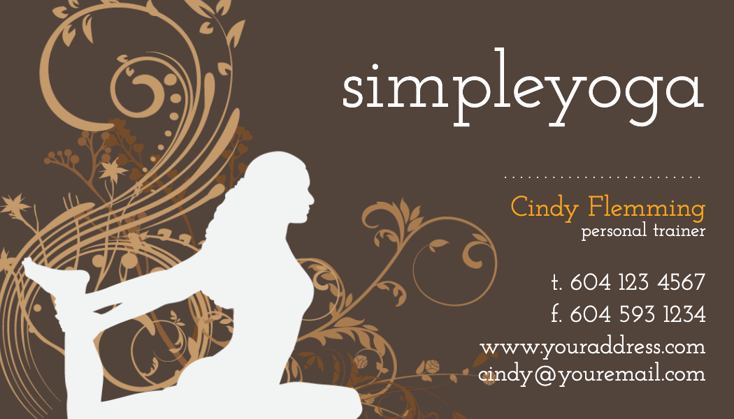 Brown and Gold Yoga Silhouette Business Card business card template