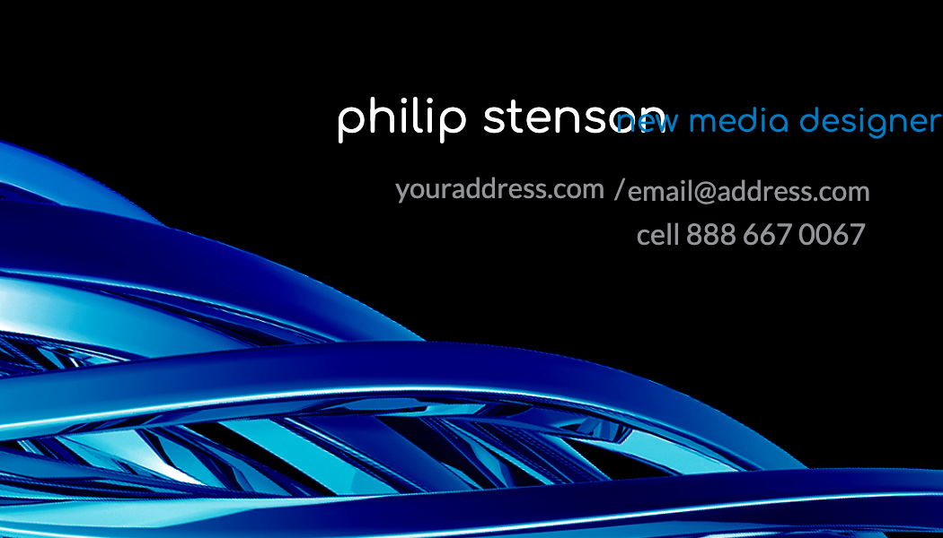 Blue Chrome Ribbon Business Card business card template