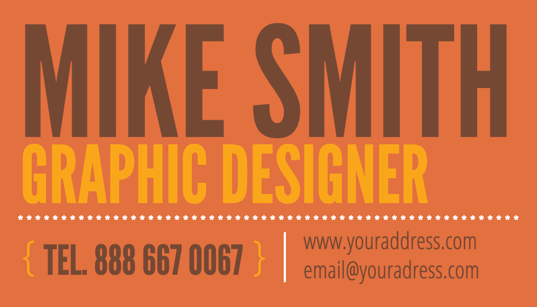 Orange Poster Type Business Card business card template