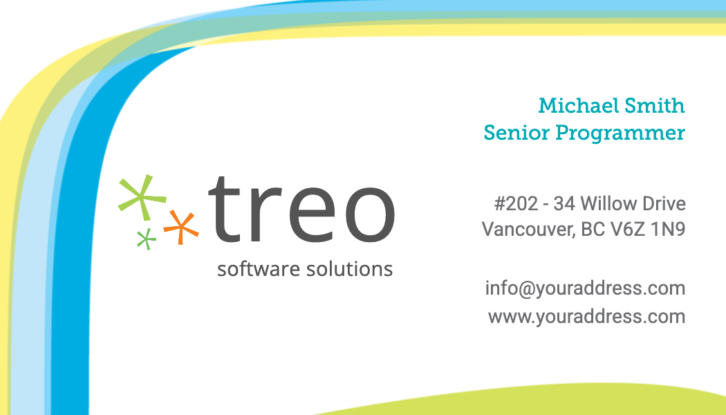 Blue and Green Ribbon Software Business Card business card template