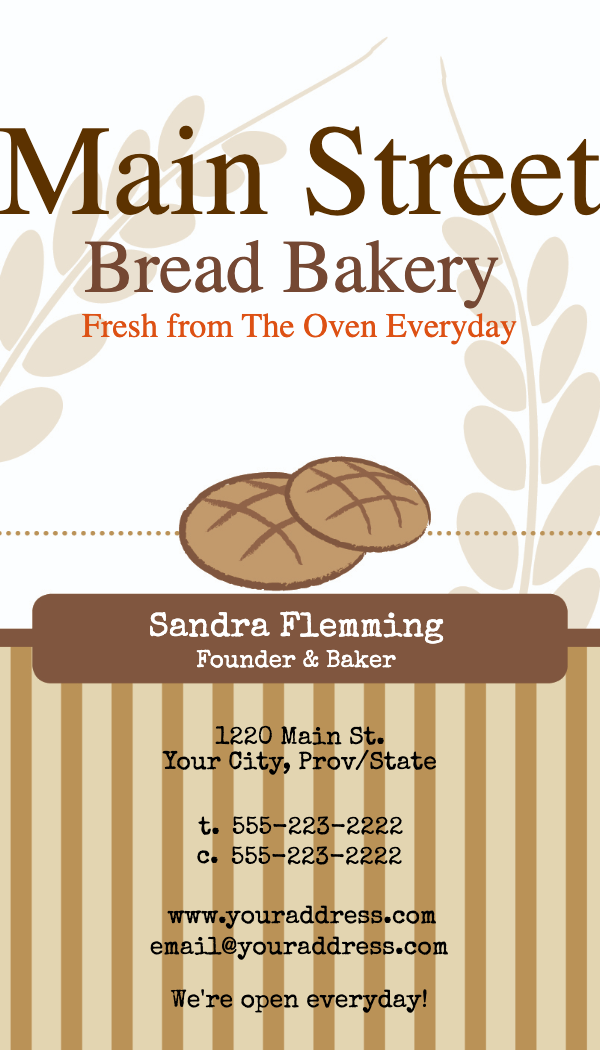 Bread Loaf Bakery Business Card business card template