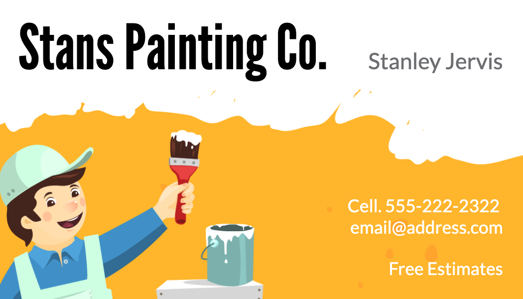 Orange Cartoon Painter Business Card business card template