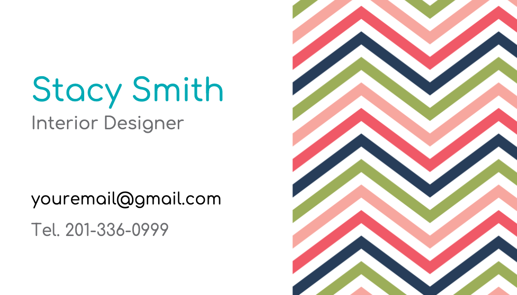 Coral and Navy Chevron Business Card business card template