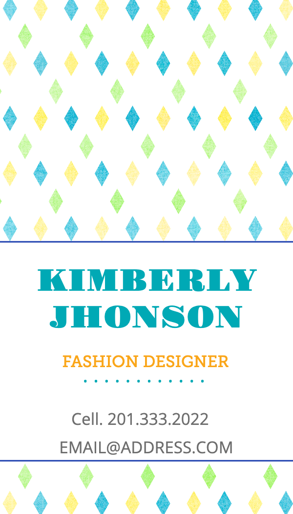 Watercolor Diamond Pattern Business Card business card template