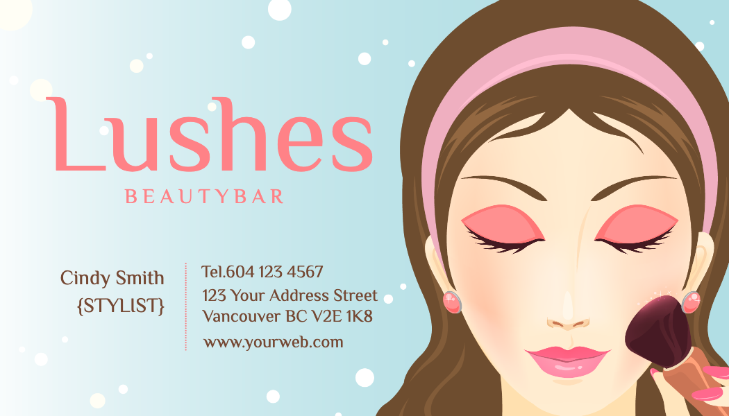 Icy Blue Illustrated Beauty Bar Business Card business card template