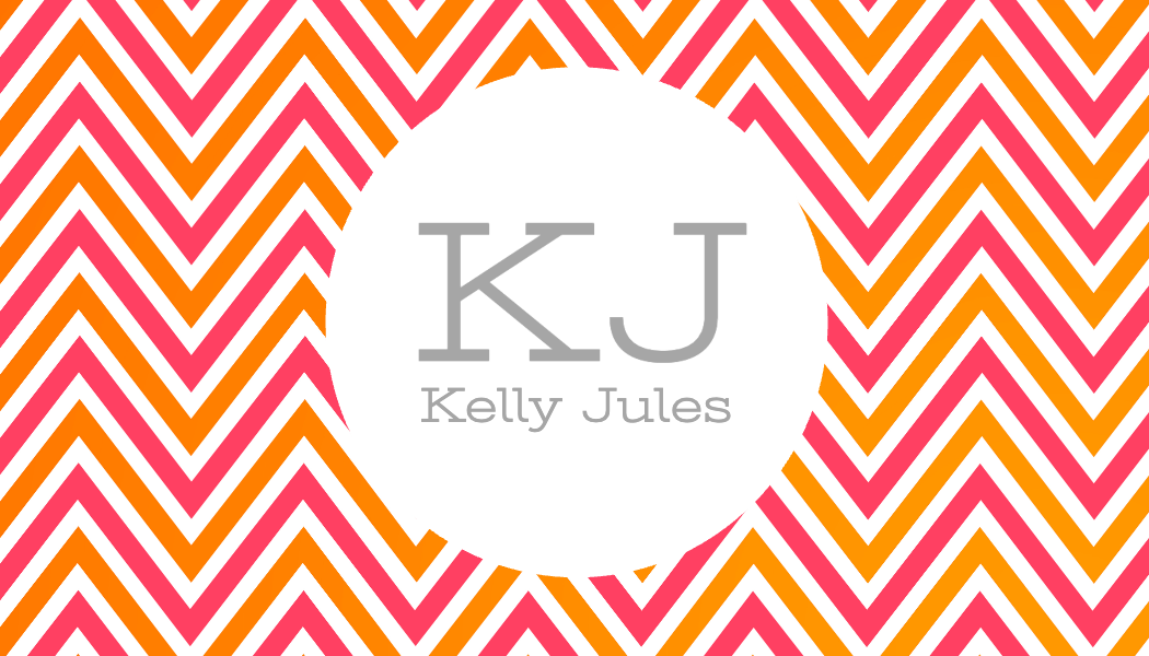 Pink and Orange Chevron Monogram Business Card business card template
