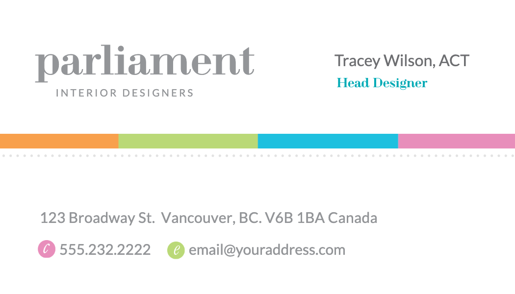Four Color Stripe Interior Designer Business Card business card template