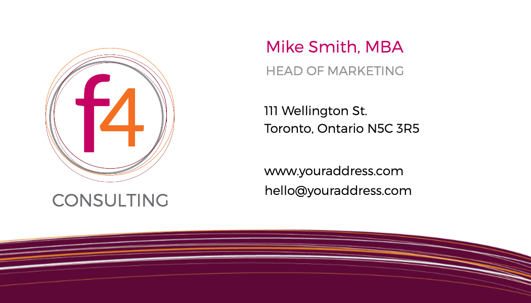 Burgundy Swoosh Consulting Business Card business card template