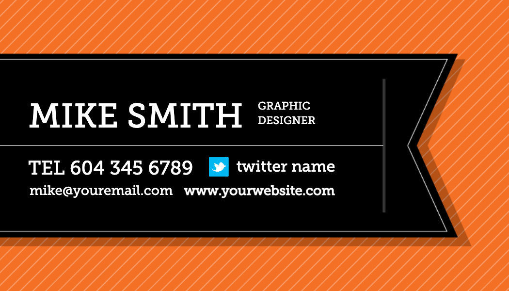 Orange Pinstripe Self Promo Business Card business card template