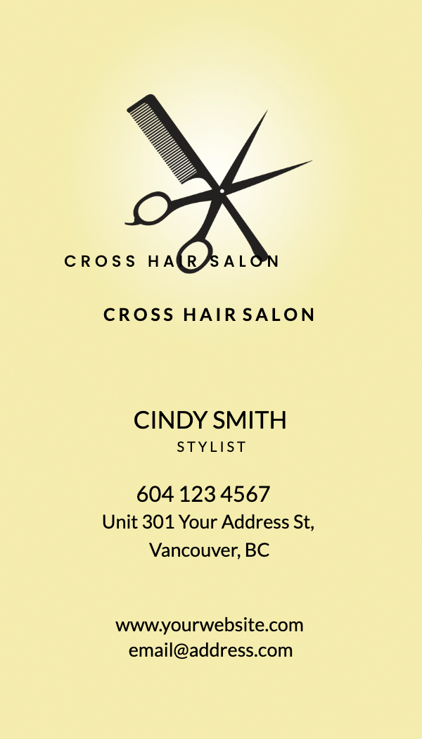 Scissors and Comb Hair Salon Business Card business card template