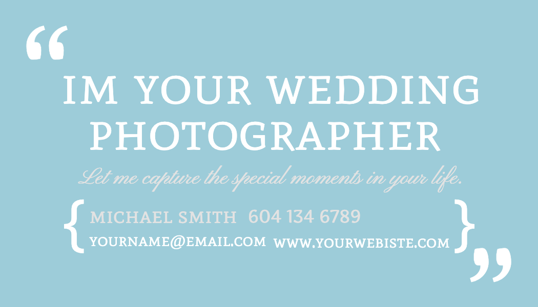 Powder Blue Quote Wedding Photographer Business Card business card template