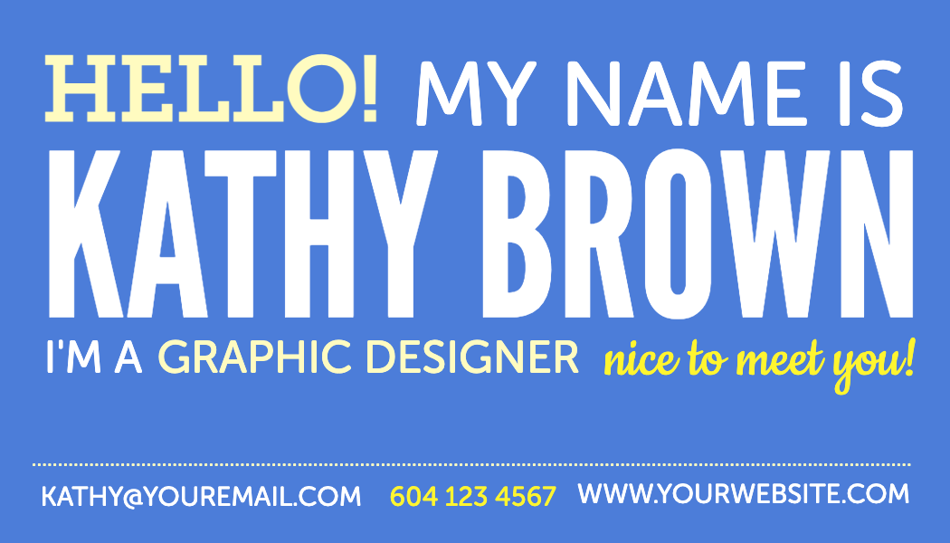 Blue Name Tag Self Promo Business Card business card template