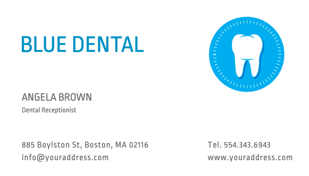 Blue Tooth Badge Dentist Business Card business card template