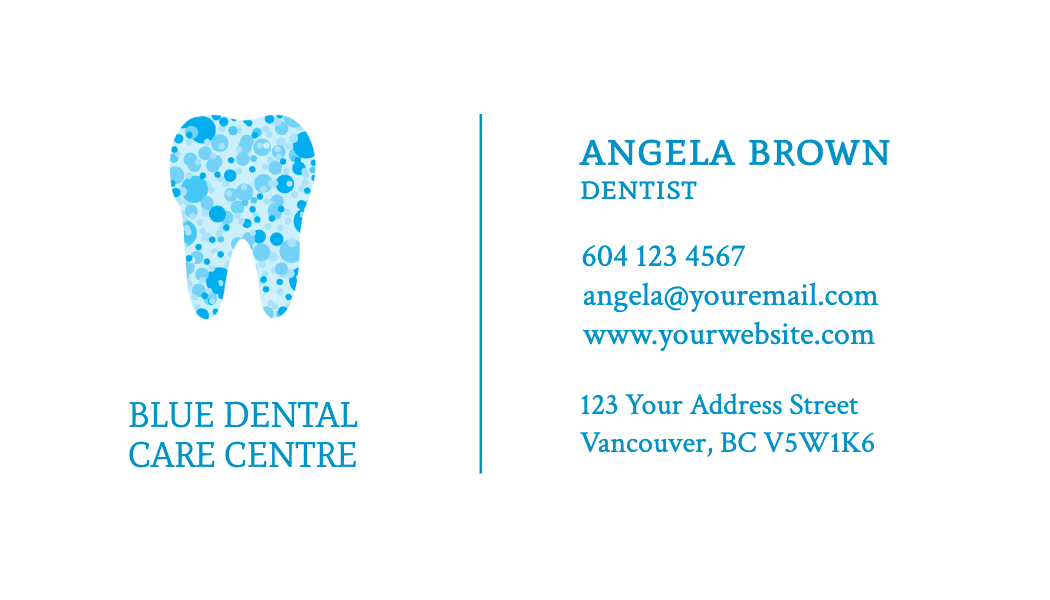 Blue Bubble Tooth Dentist Business Card business card template