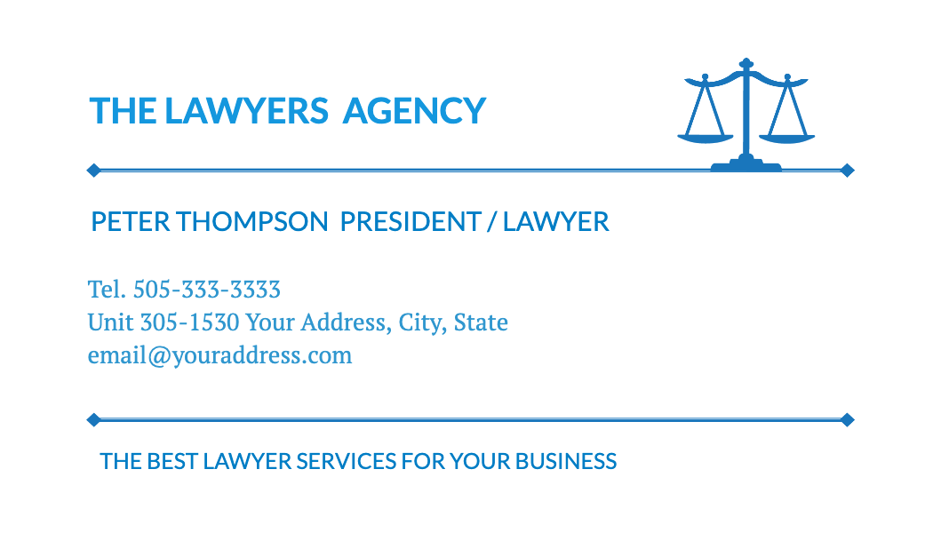 Scales of Justice Lawyer Business Card business card template