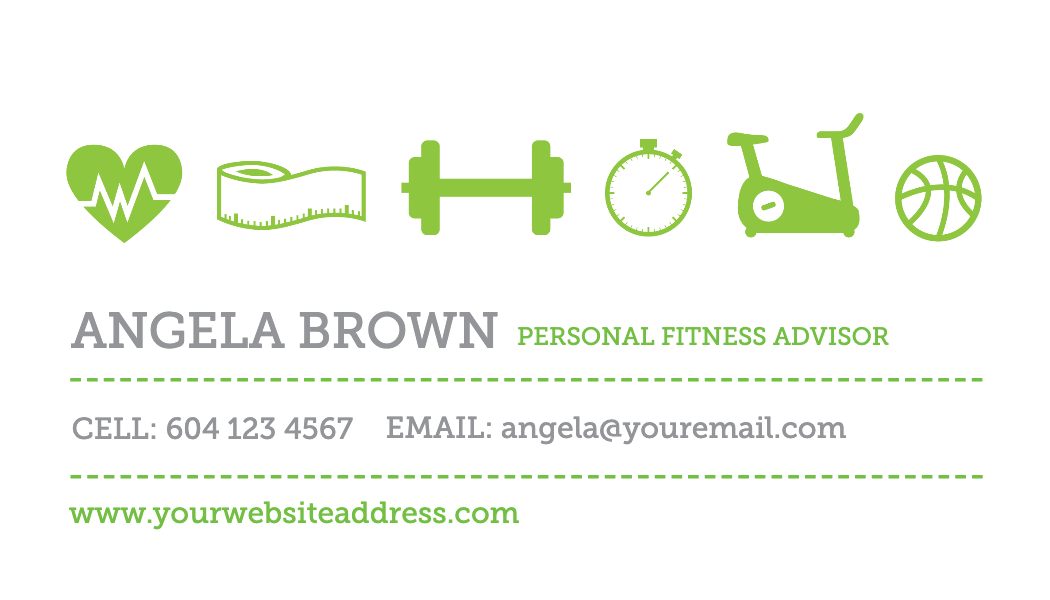 Lime Green Fitness Icons Business Card business card template