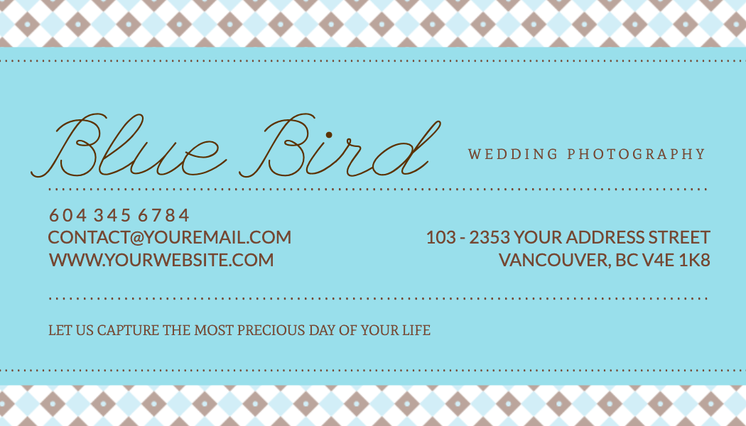 Blue and Brown Diamond Wedding Photography Business Card business card template