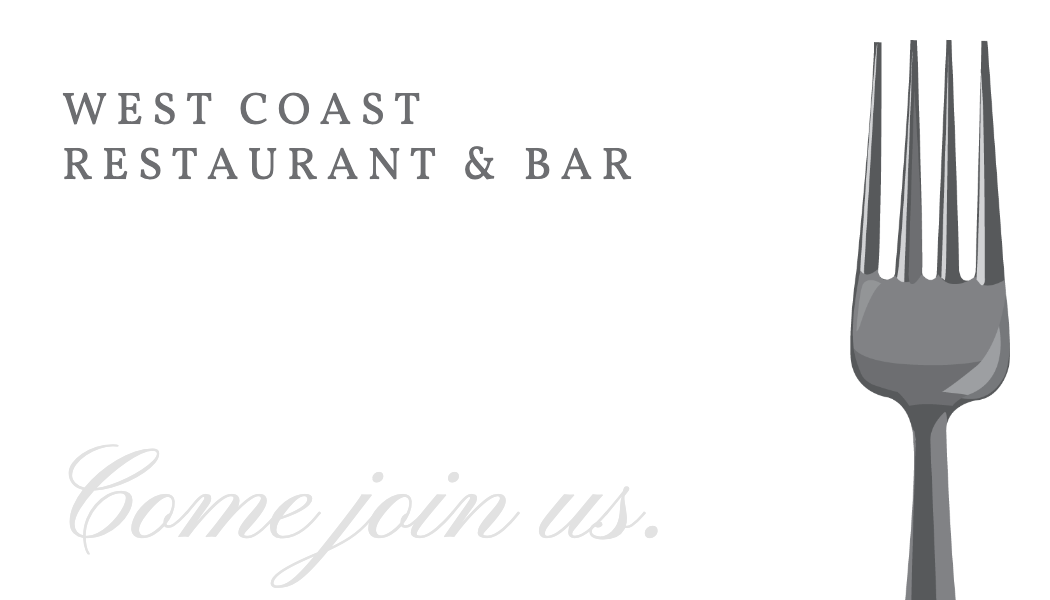 Gray Fork and Spoon Restaurant Business Card business card template