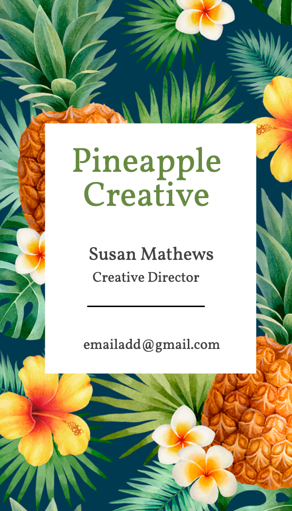 Tropical Pineapple Creative Business Card business card template