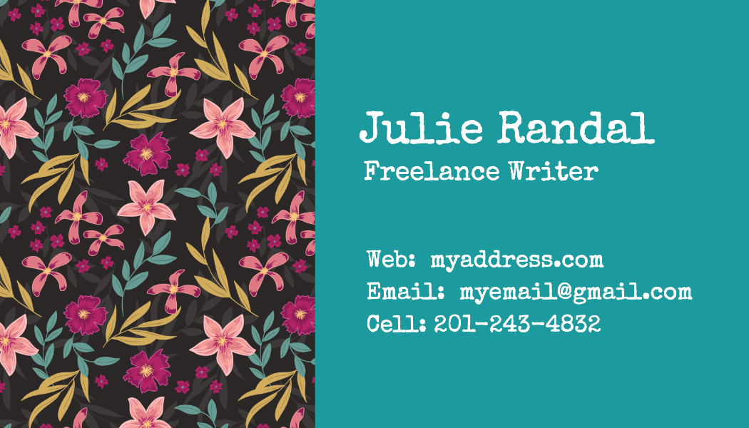 Dark Folk Floral Writer Business Card business card template
