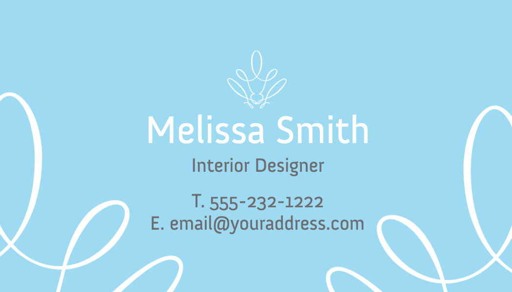 Powder Blue Swirl Interior Designer Business Card business card template