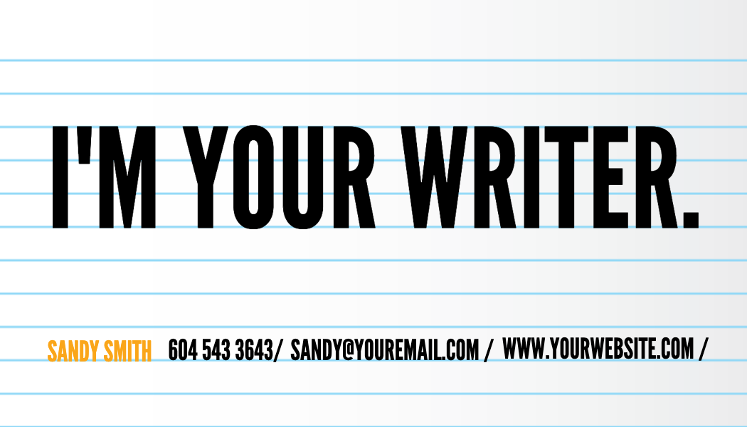 Notebook Paper Writer Business Card business card template