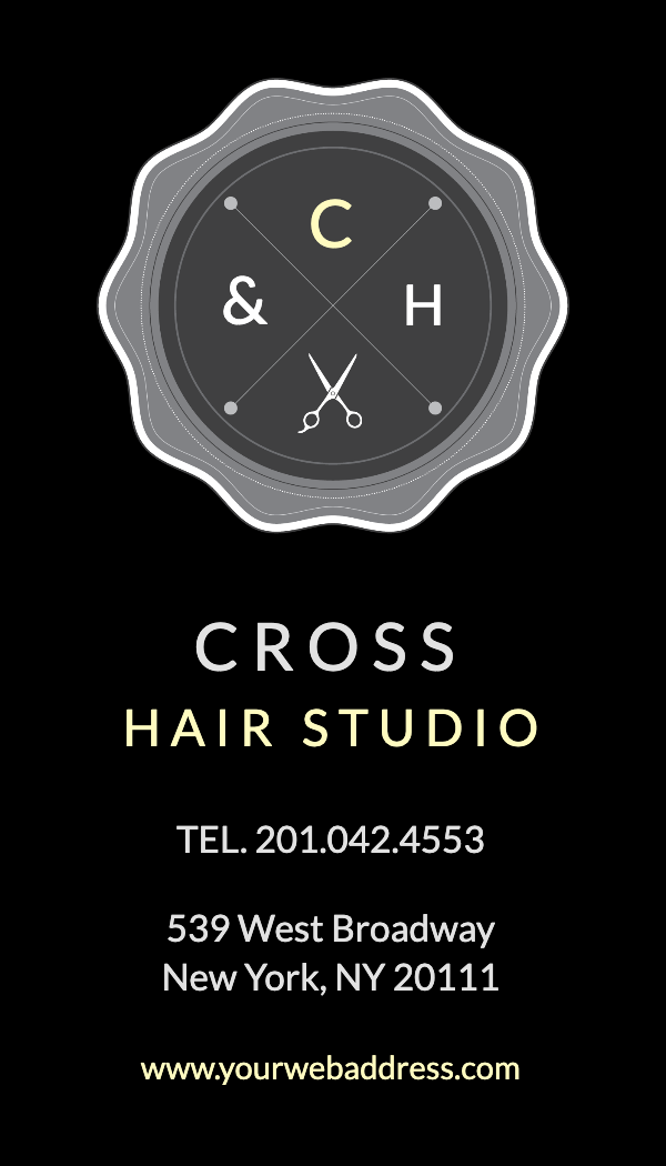Black Badge Hair Studio Business Card business card template