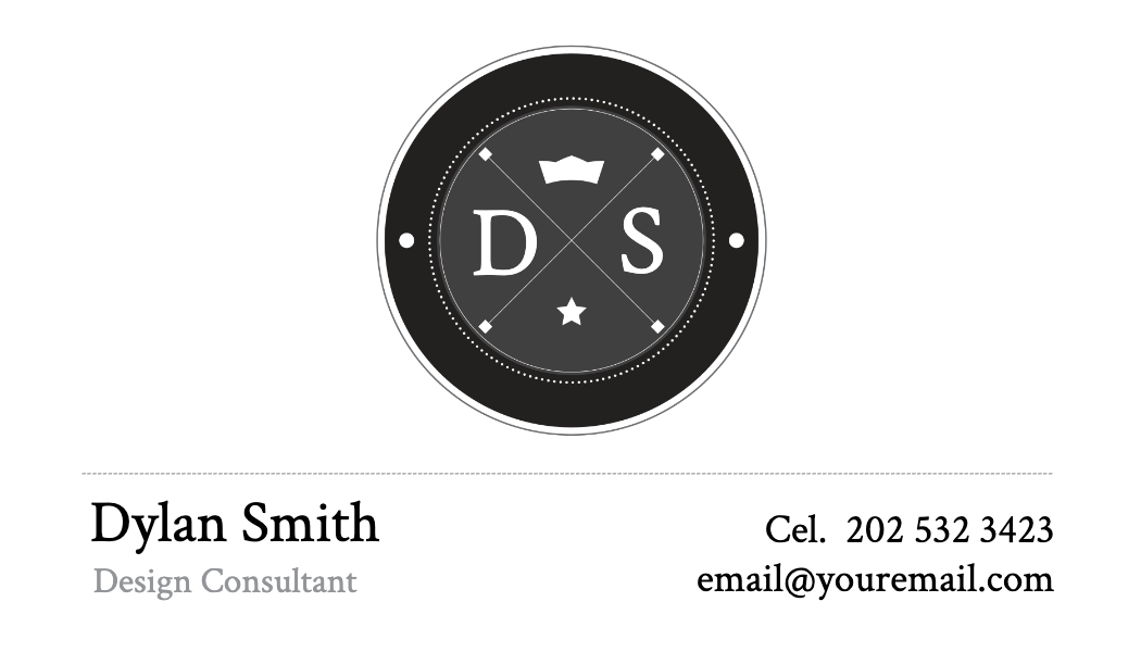 Black Monogram Crest Business Card business card template