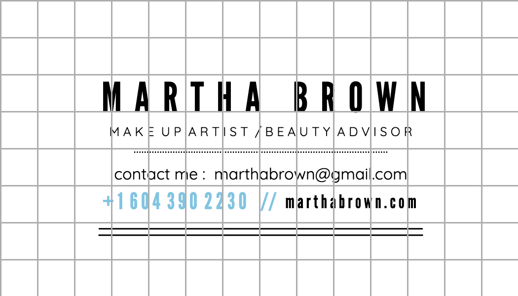 Baby Blue Typography Makeup Artist Business Card business card template