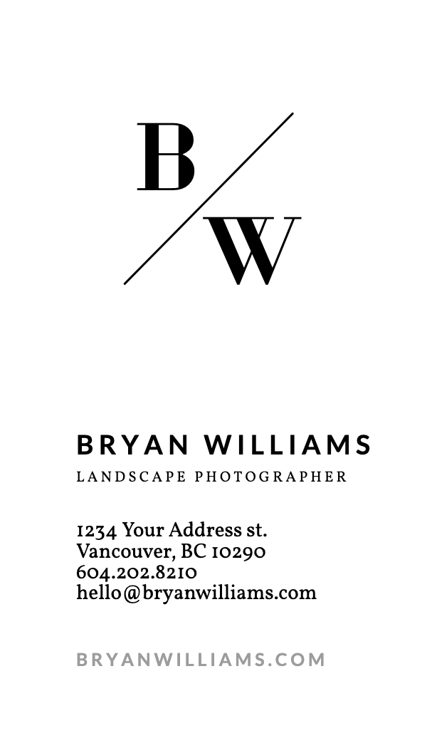 Slash Monogram Photographer Business Card business card template