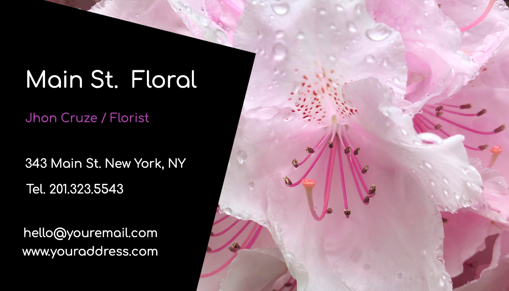 Dark Flower Photo Florist Business Card business card template