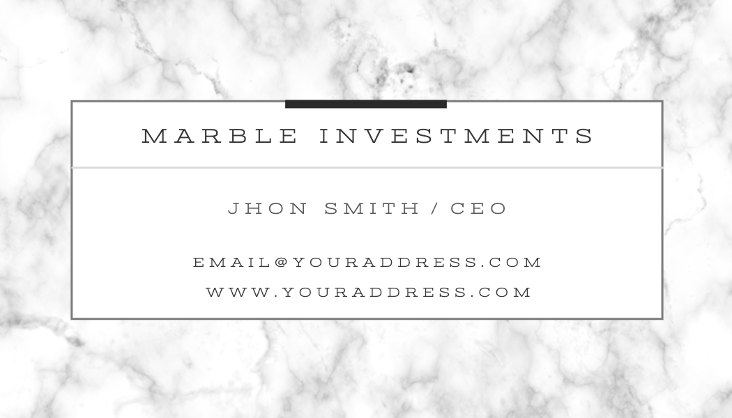 White Marble Investment Business Card business card template