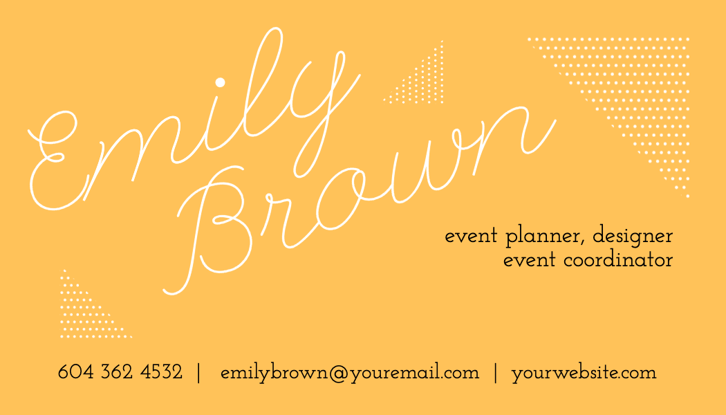 Marigold Script Event Planner Business Card business card template