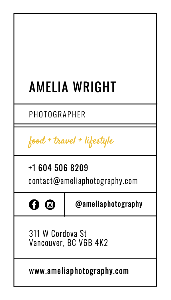 Ruled Rows Photographer Business Card business card template