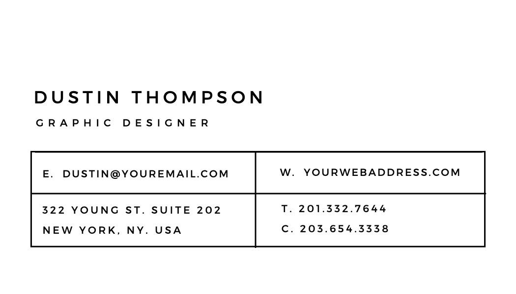 Ruled Contact Table Business Card business card template