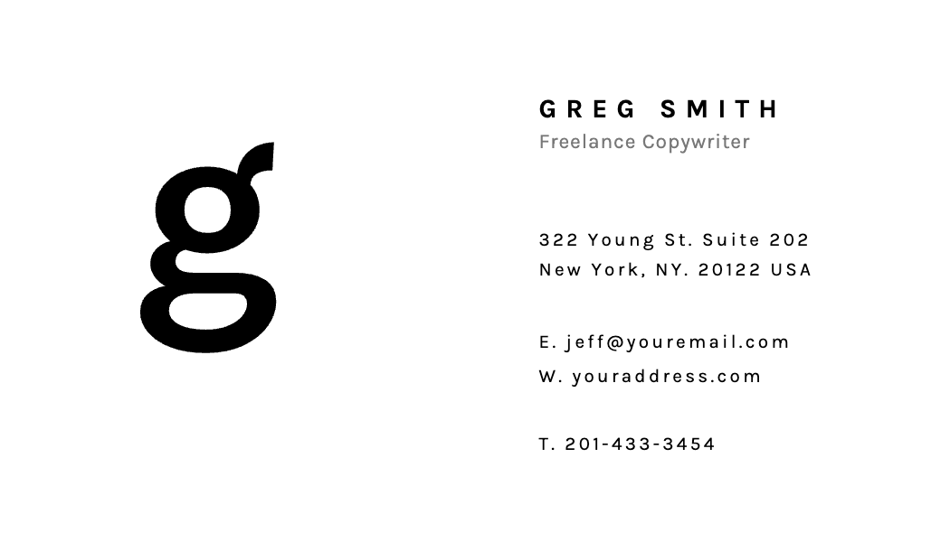 Lowercase Monogram Copywriter Business Card business card template