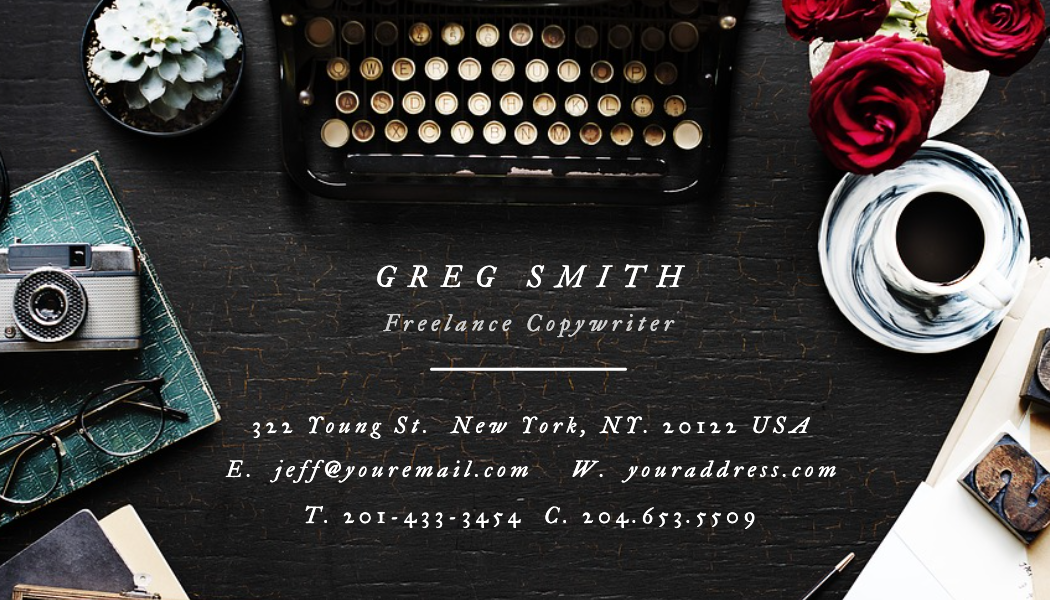 Typewriter Desk Copywriter Business Card business card template