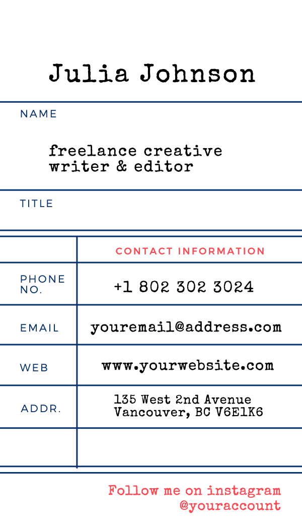 Library Checkout Writer Business Card business card template