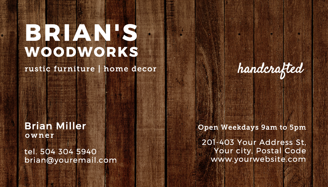 Walnut Plank Woodworking Business Card business card template