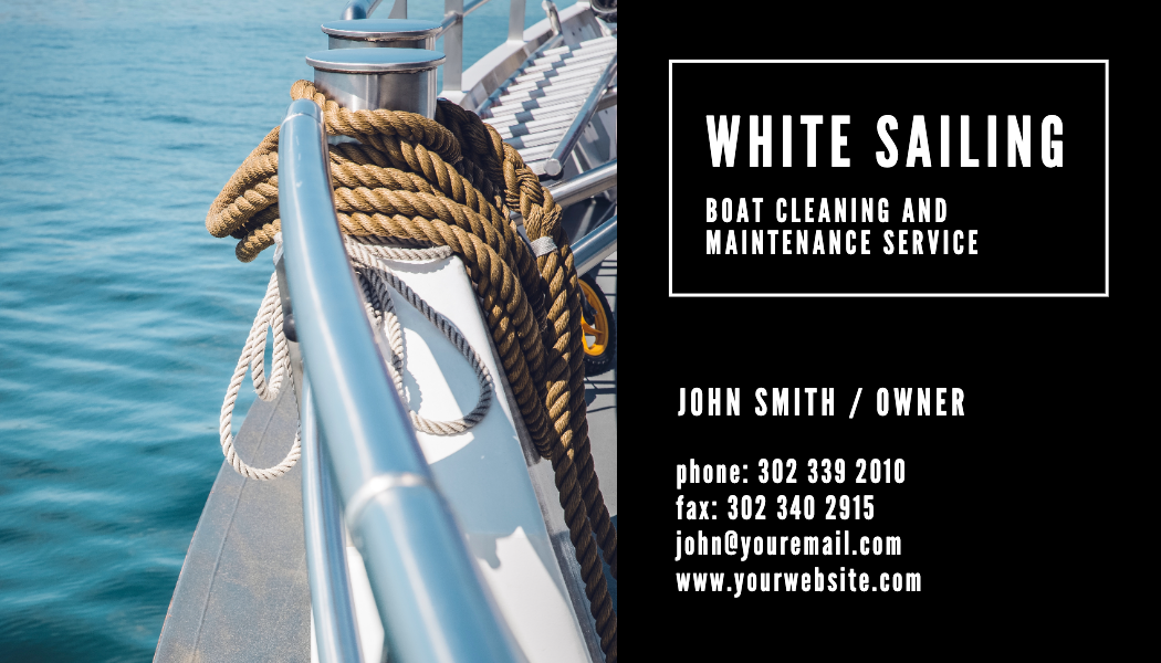 Black Panel Boat Cleaning Business Card business card template