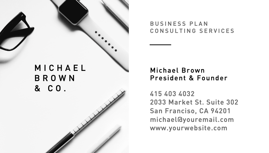Monochrome Flat Lay Consulting Business Card business card template