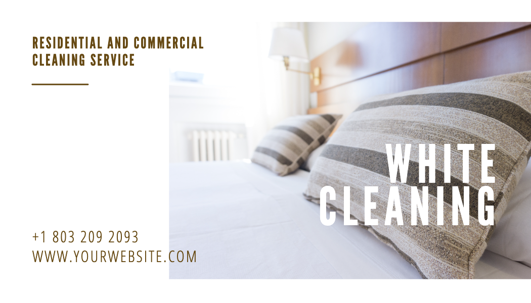White Bedroom Photo Cleaning Business Card business card template