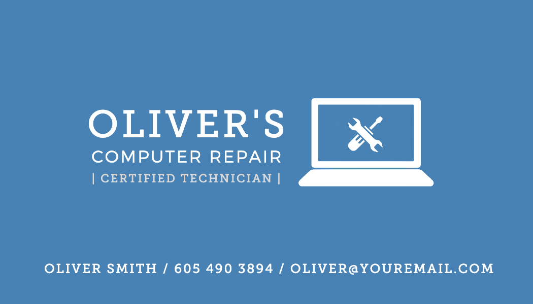 Steel Blue Computer Repair Business Card business card template