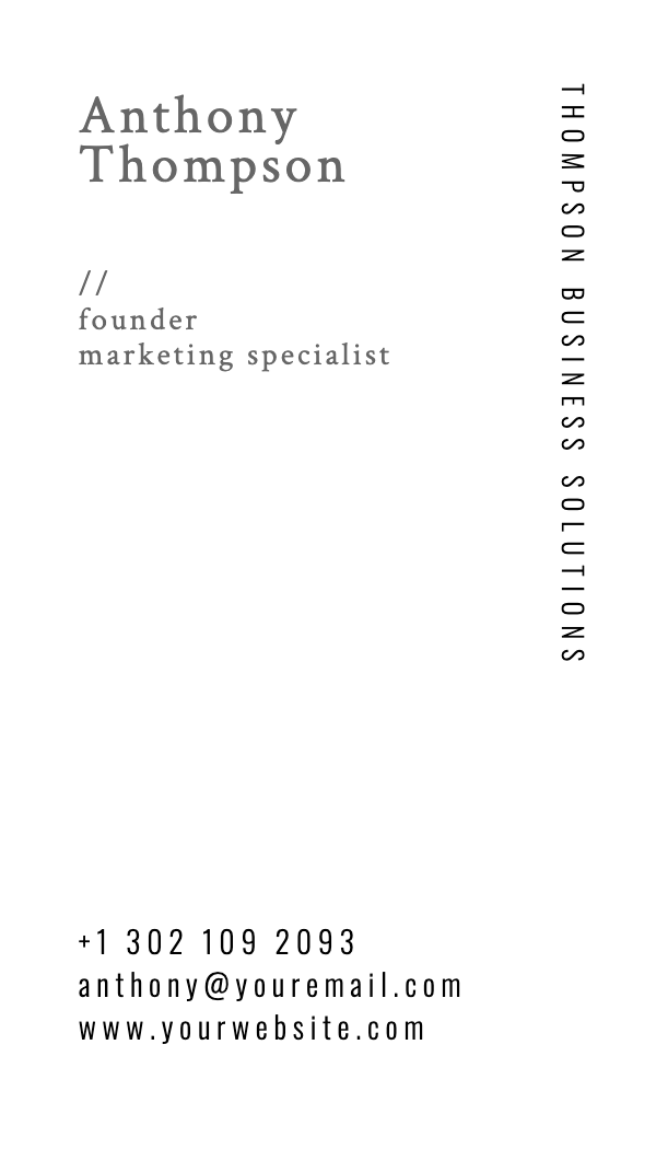 Vertical Type Portrait Business Card business card template