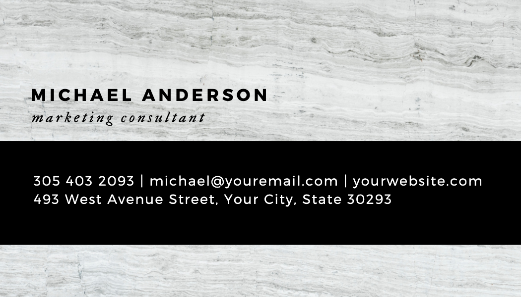 Gray Marble Marketing Business Card business card template