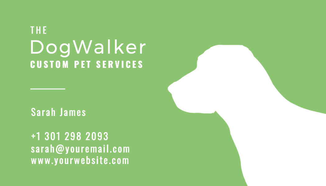 Green Dog Silhouette Dog Walker Business Card business card template