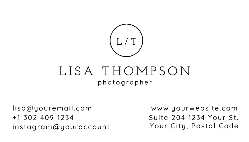 Circle Monogram Photographer Business Card business card template