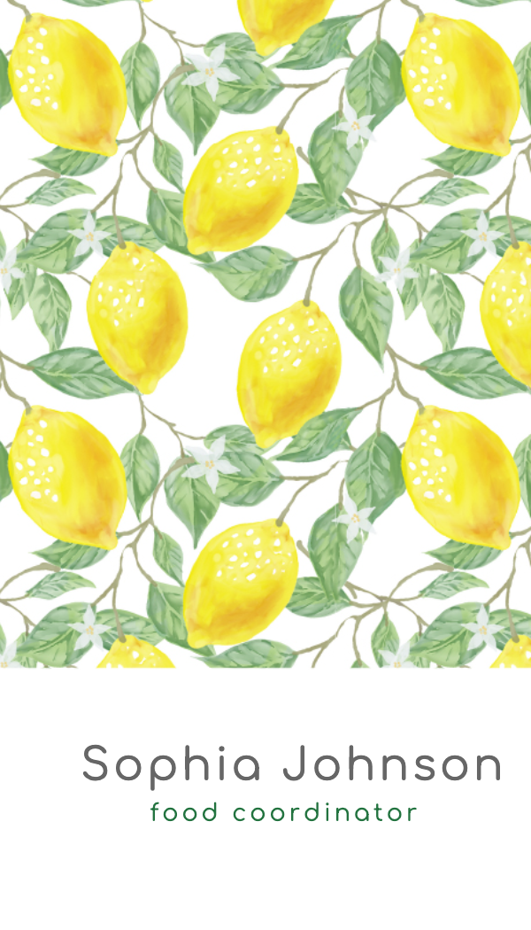 Watercolor Lemon Business Card business card template